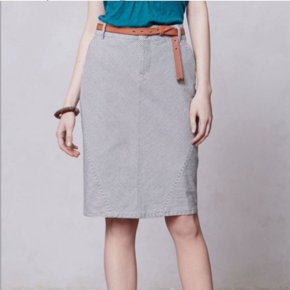 Pilcro and the Letterpress Anthropologie Railroad Striped Denim Skirt